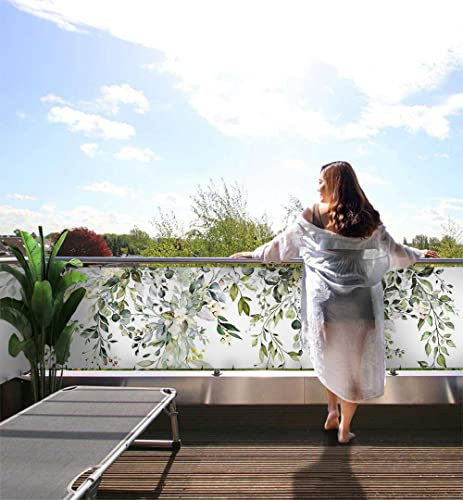 MyMaxxi Balkonbanner Sichtschutz - hängende Pflanzen mit Blätter - Abdeckung für Terrasse Balkon - Windschutz Sonnenschutz Blickdicht - Balkonverkleidung wetterfest -