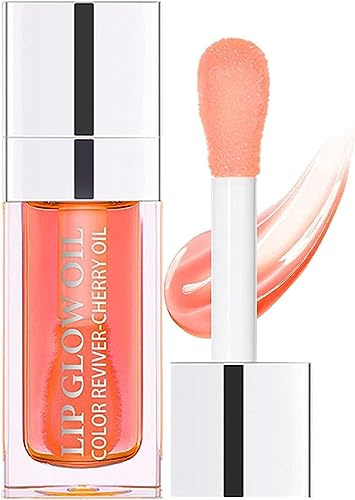 Hydrating Lip Glow Oil Hydrating & Long Lasting Plumping Lip Gloss Non-StickyTinted Lip Balm Lip Care Transparent Toot Lip Oil Prevents Lip Lines and Dry Cracked Lips (Coral)