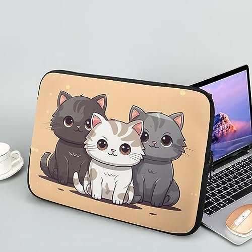 Showudesigns Cute Cat Laptop Sleeve - Slim 17 inch Soft Tote Bag - Yellow Carrying Case - Suitable Gifts for Friends