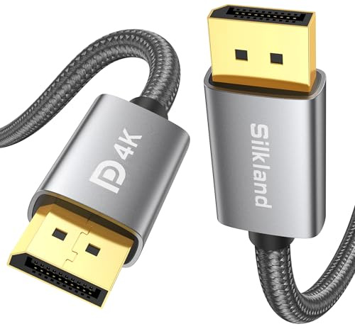 Silkland Câble DisplayPort 144Hz 50cm, [Certifié VESA] 4K@60Hz 2K@144Hz 2K@165Hz, DP1.2 avec 3D, G-Sync et FreeSync, Câble Displayport 2mètres pour 144Hz Moniteur Gaming, PC, Carte Graphique, Laptop