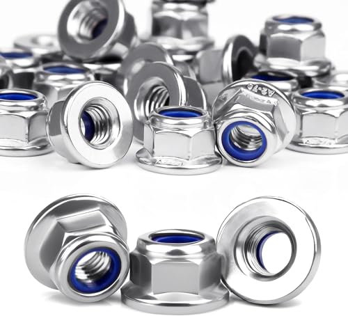 Mbsomnus Flanschmuttern M6, 60 Stück Sechskant Muttern DIN 6926 Selbstsichernde Muttern Edelstahl A2 V2A Regelgewinde Sechskantmuttern Stopmuttern Flansch Klemmmuttern M6/M4/M5/M8/M10