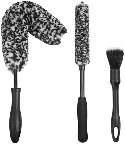 NIKCOSMK 3PCS Wheel Brush Kit for Cleaning Wheel and Tire, Wheel and Rim Brush, Car Detailing Brushes, Bendable & Durable Car Wheel Rim Cleaner Brush Set,Car Detailing Cleaning Brush Supplies Kit