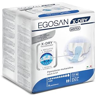 Egosan Pannolone Mutandina X-Dry Taglia M - Pacco con 6 confezioni da 8 pezzi - Dispositivi Assorbenti per Incontinenza Grave, Ultra Comfort, Protezione Totale, Sistema Antiodore, Traspiranti, Unisex