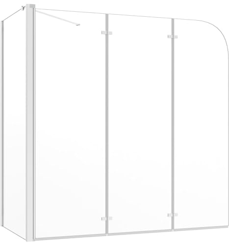 HUAKEHOM Duschabtrennung Badewannenfaltwand Badewannenaufsatz Duschwand Duschtrennwand Duschkabine Faltwand 120x69x130 cm Hartglas Transparent
