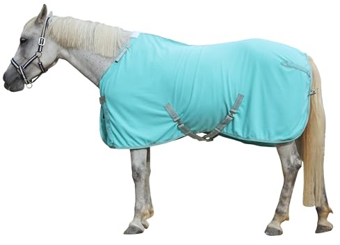 Leberna Alfombra de forro polar para caballo, ligera, cómoda, transpirable, absorbe la humedad, con cuello estándar para después del ejercicio, viajes para caballos (verde menta, 5 pies 9 pulgadas)