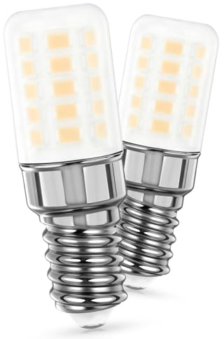 AGOTD Kühlschranklampe E14 LED Lampe 3W, 405LM Warmweiß 2700K, ersetzt 30W-50W Halogenbirne, 360° Abstrahlwinkel, 80Ra, Glühbirne für Kühlschrank, Nähmaschine, 230V AC, 2er Set