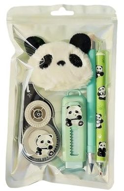 Animal Stationery Set, Correction Tape with Pen, Small Size Writing Supplies, Plush Pendant and Eraser Design, for Pliable Material, Student Accessory Kit, with Functional Cute Feature, School Study T