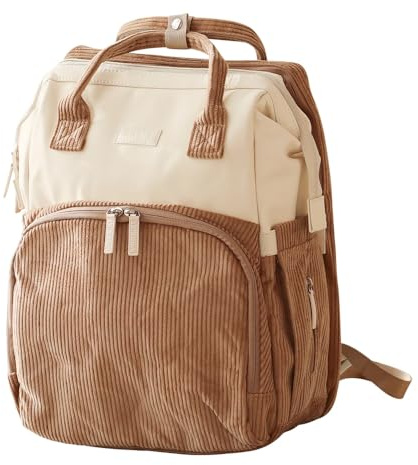 LIINI® Wickelrucksack Cord Braun – 29L Wickeltasche Rucksack mit Wickelunterlage, Kinderwagen-Halterungen, isolierten Flaschenfächern, Nassfach & Laptopfach