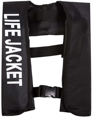 Chaleco de Kayak Inflable for Adultos con Tiras Reflectantes de Silbato, Chaleco de Kayak PFD 150N for Paseos en Bote, Pesca, Kayak, Deportes Acuáticos(Black)
