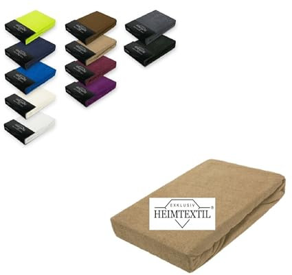 EXKLUSIV HEIMTEXTIL Frottee Spannbettlaken Marke 90 x 200 cm 80% Baumwolle, 20% Polyester Öko - Tex Zertifiziert, Markenqualität, Matratzenhöhe bis 25 cm, Sand