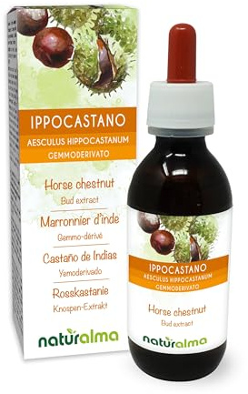 Hästkastanj (Aesculus hippocastanum) Alkoholfri Knoppextrakt från färska knoppar Naturalma - Flytande extrakt i droppar 120 ml - Kosttillskott - Vegansk