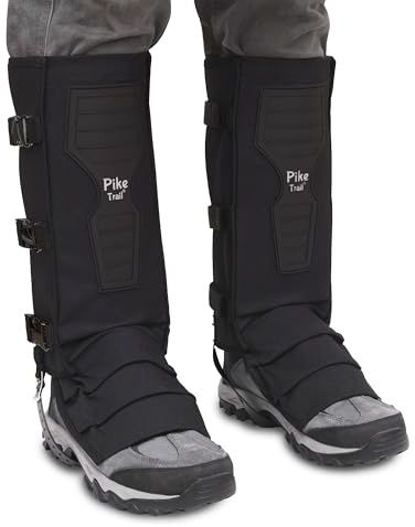 Pike Trail Snake Gaiters Leg Guards - Waterproof, Durable - Adjustable Size for Men & Women - Protection from Snake Bites - Hiking Essentials Ideal for Trekking, Hunting & Fishing - Black - 1 Pair