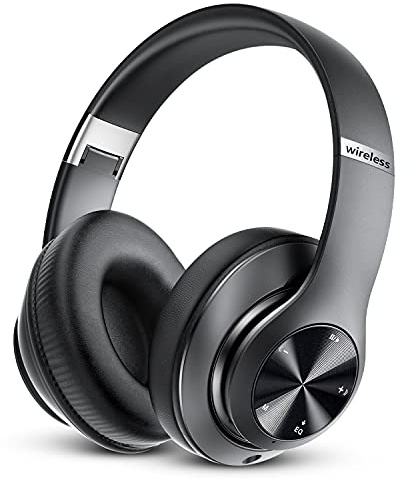 Bluetooth Headphones Over Ear, 60 Hours Playtime Foldable Headphones Wireless Bluetooth Hi-Fi Stereo Deep Bass with 6 EQ Modes, Adjustable Lightweight Headset with Microphone, FM, SD/TF for Adults