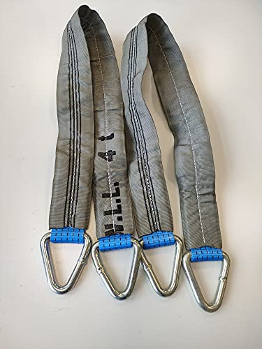 2x Heavy Duty Axle Recovery Strap - Car Transport Trailer Strap - 3ft 5t D-Rings