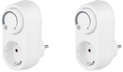 REV Dimmer, LED Dimmer Adapter mit Steckdose 1fach, Helligkeitsregler, weiss (Packung mit 2)