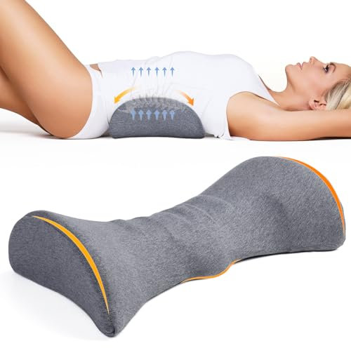Cozyhealth Lendenwirbelstützkissen zum Schlafen, Memory-Schaum, Rückenstützkissen zur Schmerzlinderung im unteren Rücken, Rückenstütze, Bettkissen, Taillenstütze, Rückenschläfer (Dunkelgrau)
