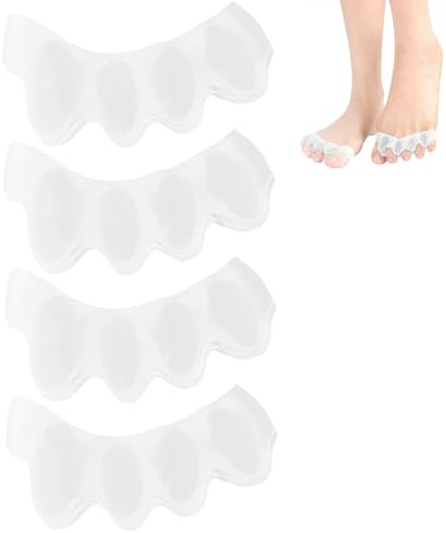 IUHRIE 4 Pièces Blanc Séparateur d'Orteils en Silicone Souple,pour Hallux Valgus,Correcteur d'Oignons et Orteils en Marteau,Instantané de la Douleur,pour Femmes et Hommes