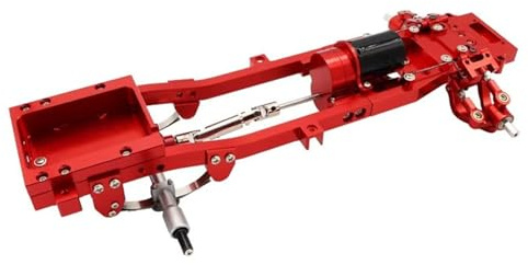 GTFRUQAS For WPL D12 1/10 Full Metal Chassis Frame Rear Axle Gearbox Leaf Springs Steering Cup Upper Lower Swing Arm Slider Drive Shaft Bearing Kit RC Car Parts RC Upgrade Accessories(Red)
