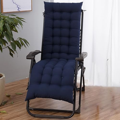 Generico Cuscini per Sedie A Sdraio da Giardino, Cuscino per Lettino Prendisole Relax con Cinghia Relax Imbottito Portatile per Prendisole da Giardino Sedia A Dondolo Panca,Blu,48 * 155cm