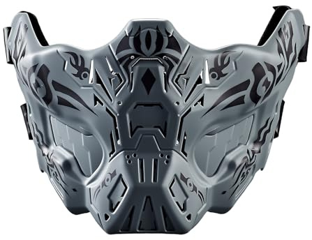 iHOO Airsoft Mask, Creative Protective Masks, Half Face Ghost Mask, Outdoor Game Mask Halloween Costume Mask Outdoor Sports Masks Color Gray