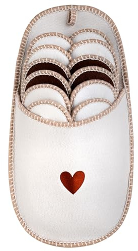ONVAYA Pantofole per ospiti in ABS, piccole moka, a forma di cuore, set da 6 pezzi, suola antiscivolo, pantofole in feltro, taglia 36 – 45