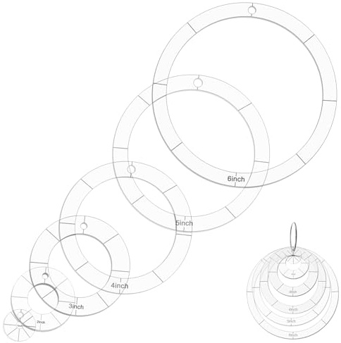 PEOVLVN 6 Pcs Circle Stencils, Acrylic Circles Quilting Templates 1/2/3/4/5/6 Inch Clear Circle Ruler Template for Sewing Quilting Patchwork DIY Crafts Decoration
