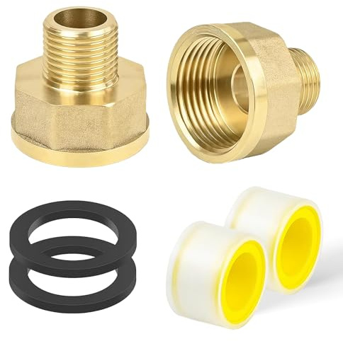 Foonary Riduzione da 1 pollice a 1/2 pollice, Raccordo prolungato con filettatura interna da 1 e filettatura esterna da 1/2, in ottone, filettatura G (Ø20mm/Ø31mm), Rinforzato resistente alla