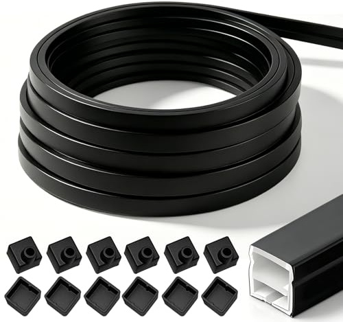 LED-profil, svart, LED-skena, diffusor för akustiska paneler, belysning – 12 x 12 mm, flexibel silikon, IP65, LED-remsor för akustiska paneler, enkel montering (svart, 6 m)