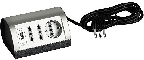 BTICINO 150467 MULTIPRESA TECH E NERA DA SCRIVANIA PRECABLATA CON USB
