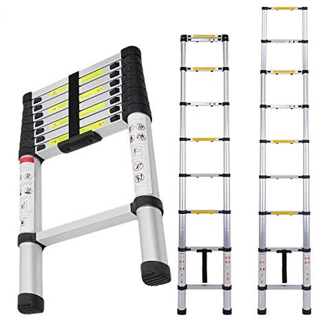 8.4ft Ladder Multi-Purpose Aluminium Telescopic Extension Foldable Step Ladder Portable Lightweight Space-saving EN 131 Certificate 2.6m