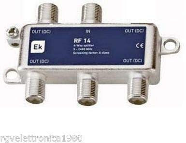DIVISORE PARTITORE ANTENNA TV-SAT 4 USCITE DIGIT CON PASSAGGIO TENSIONE