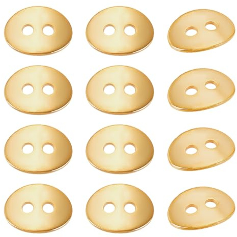 UNICRAFTALE 10 pz 2 fori Pulsanti In Acciaio Inossidabile Dorato Pulsanti Ovali per Camicie di Design Costume Cuciture di Fissaggio Artigianato Bottone Ornamento Progetti Fai Da Te
