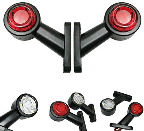 Formplas 2x 12 LED Anhänger Begrenzungsleuchten LED, 12V 24V, Links + Rechts, Weiß und Rot Farbe, Seitenleuchten für LKW PKW Anhänger ADAC, Anhänger Leuchten, LED Positionsleuchten, E9