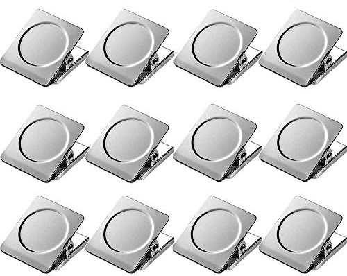Magnetic Clips 1.5 inch, 12 Pack Heavy Duty Magnet Metal Clips for Hanging, Strong Magnet Clip for Whiteboard, Fridge, Classroom, Refrigerator