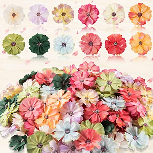 Xinnun 120 Pcs Bulk Mini Silk Flower Heads, Multicolor Small Artificial Fake Flower Heads, Faux Fabric Flowers for DIY Crafts, Wedding Decor, Wreath Making, Scrapbooking, Party & Home Decoration