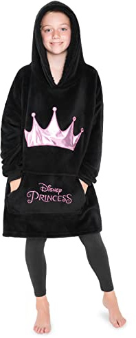 Disney Stitch Fleece Hoodie Blanket for Kids and Teenagers - One Size Fluffy Oversized Hoodie - Stitch Gifts (Black/Pink)