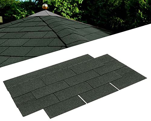 Pack of 18pcs Asphalt Roof Shingles 2.61sqm Self-adhesive Sheds Roofing Felt Shingles Tiles for Most Roof of Sheds Arbour Porch Wendy House Doghouse Log Cabin (Square 3 Tab Shingles, Green)