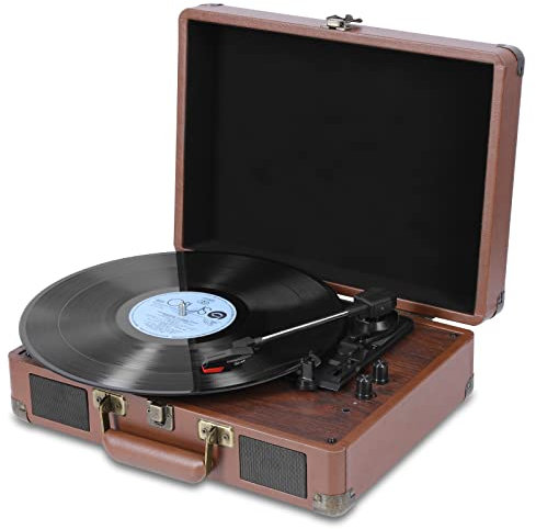 Schallplattenspieler mit Bluetooth USB & Boxen: Riemengetriebener Plattenspieler (33/45/78 RPM) mit Vinyl-zu-MP3 Konvertierung, RCA/AUX-Eingang, Tragbares Design