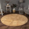 Paco Home Teppich Wohnzimmer Kunstfell weich waschbar modern elegant pflegeleicht Felloptik Uni Seidenglanz flauschig Kurzflor, Grösse:160 cm Rund, Farbe:Gelb