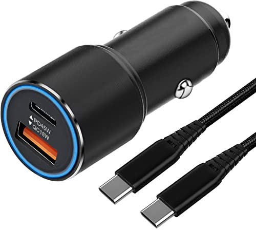 45W USB C Cargador Coche Carga Rapida,Cargador Movil Coche y Cable para Samsung Galaxy S25 S24 Plus Ultra/S23 FE/S22 S21 S20,A56 5G/A55 A26 A36 A16 A54 A53 A52 A52S A23 A33 A34,Xiaomi 13,Redmi Note 12