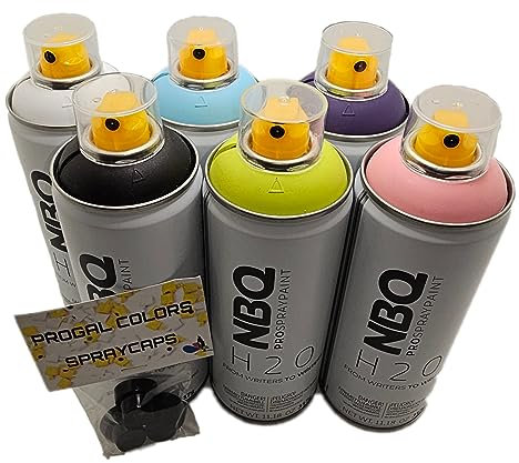 ROGAL COLORS NBQ PRO SPRAY PAINT PURPLE RAIN PACK H20 + Boquillas de recambio - Spray de pintura BASE AGUA - BAJO OLOR - Uso en interiores y exteriores - ACABADO MATE