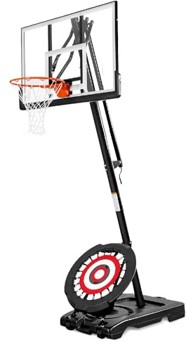 IE Sports Portable Basketball Hoop w/ 50 Backboard & Rebounder, 7.5-10 Ft Adjustable Height - Outdoor Basketball Equipment for Backyard, Driveway, and Garage