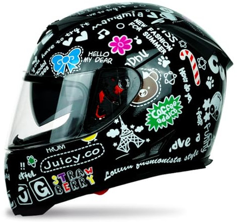 RUYICZB Casque De Moto Modulaire Intégral Rabattable À l'avant, Unisexe avec Visière Intégrée, Casque De Course pour Cyclomoteur pour Adultes Approuvé par Le Dot, pour Hommes Et Femmes,G,L