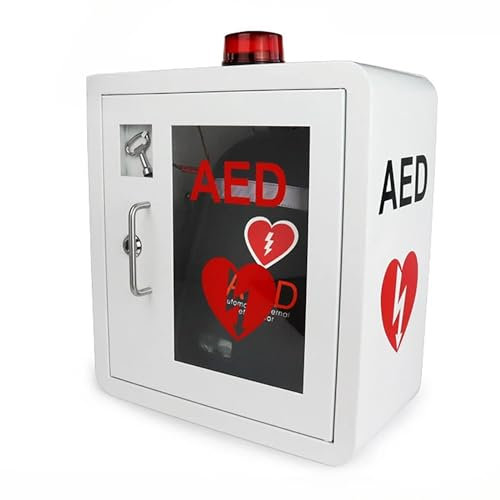 STWBHW AED-Schrank, AED-Defibrillator-Schrank, Defibrillator-Aufbewahrungsbox mit Licht und Alarm, an der Wand montierte Herz-Defibrillations-Alarmbox aus Kunststoff for Büro, Pflege