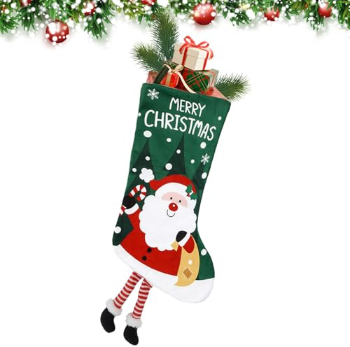 Christmas Stocking, Large Santa Christmas Stockings Decoration for Kid Adults Fireplace Hanging Stockings Xmas Tree Ornaments Gift Bag Candy Pouch for Xmas Family Holiday Party Home Decor A7CTSDW