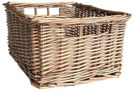 Arthur Cameron - Rectangular Wicker Storage Basket with Handles - 29 x 25 x 15 cm - Small Wicker Basket, Bathroom Storage Organiser, Bedroom Storage (Antique Wash)
