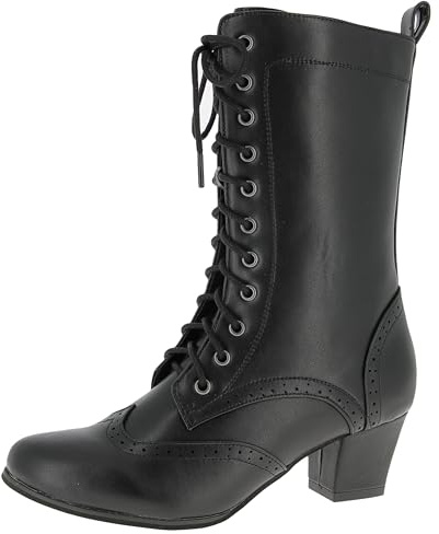 Hirschkogel Damen Trachten Stiefelette Trachtenstiefel, schwarz, 39 EU