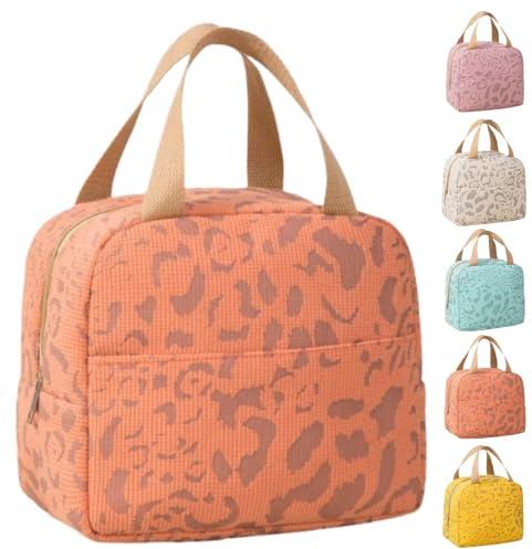 Bolsa Térmica Porta Alimentos de Gran Capacidad, Loncheras de Trabajo con Doble Aislamiento, Nevera Portátil Pequeña para Oficina, Gimnasio, Picnic - Poliéster Resistente y Compacto​, Naranja