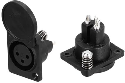 sourcing map 2pcs 3 Pin XLR Female Jack Socket, Microphone Adapter Audio Panel Mount Connector Accessories for Mixer, Power Amplifier, Black