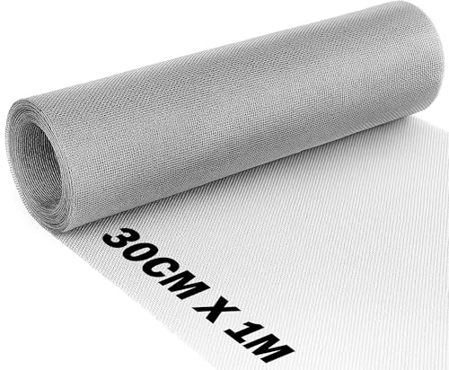 BLOSTM 304 Stainless Steel Wire Mesh Roll - 30cm x 1m Rustproof Fine Metal Mesh to Cover Vents, Air Bricks, Windows - Blocks Rodents, Insects, Mouse, Pests from Entering Home & Garden - Easy to Cut